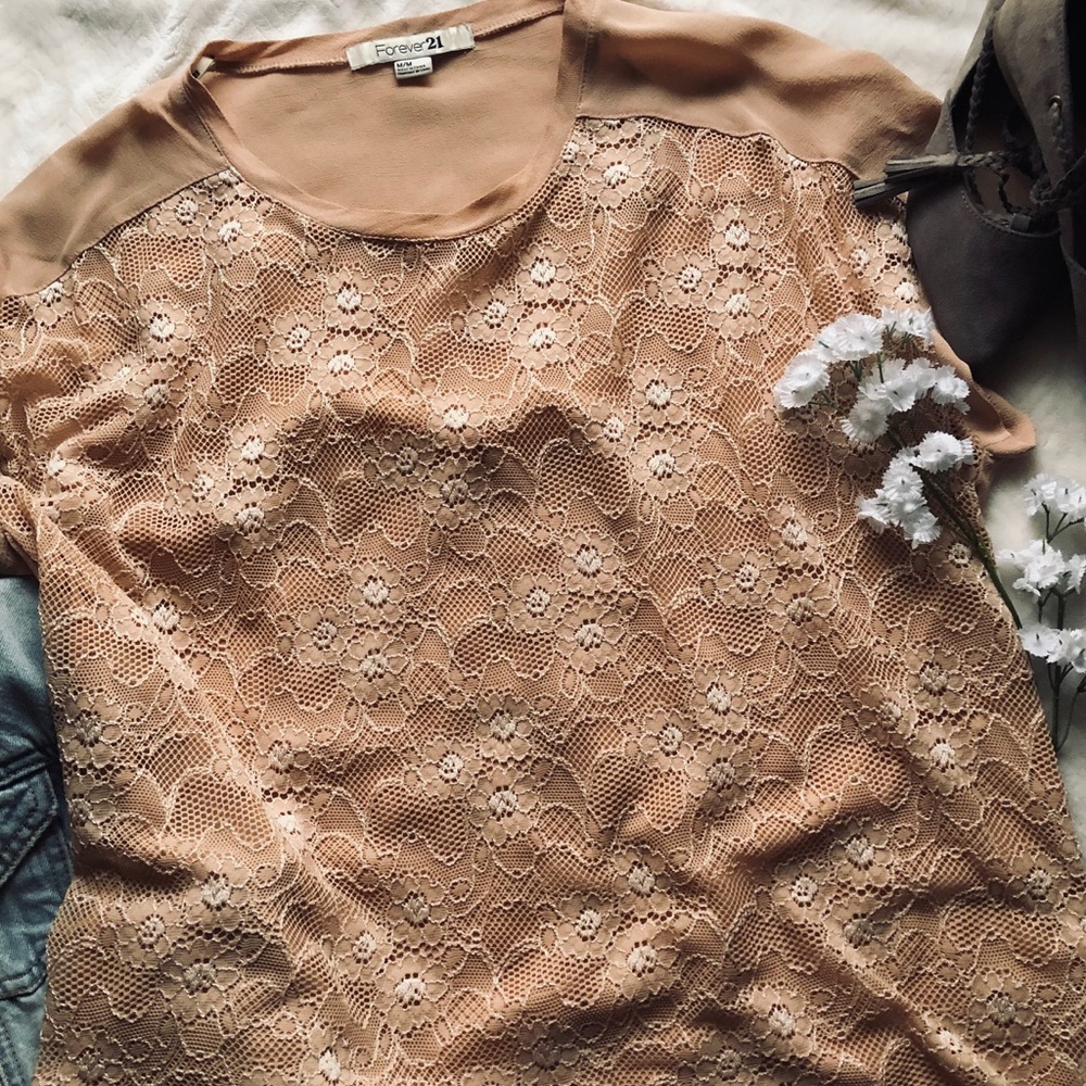 Forever 21 blush lace blouse